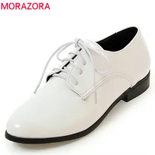 MORAZORA/ г., большие размеры 50, модные стильные туфли на плоской подошве женские туфли на шнуровке с круглым носком весенне-летние туфли-оксфорды женские модельные туфли