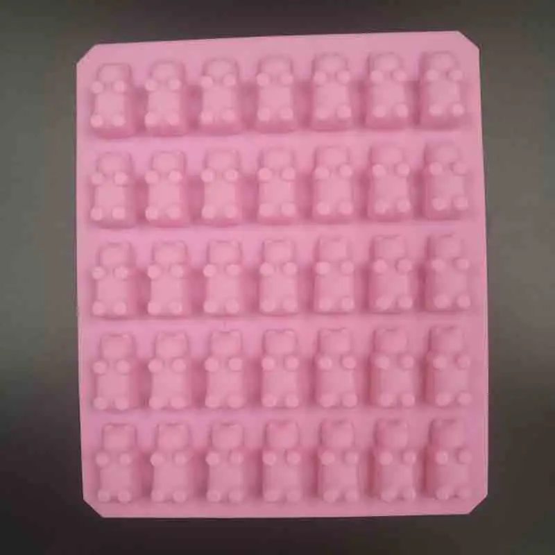 Практичный милый липкий медведь 50 полости Силиконовый Лоток сделать шоколадные конфеты ледяное Желе Плесень DIY Дети Торт Инструменты оптом D0026-1 - Цвет: Pink