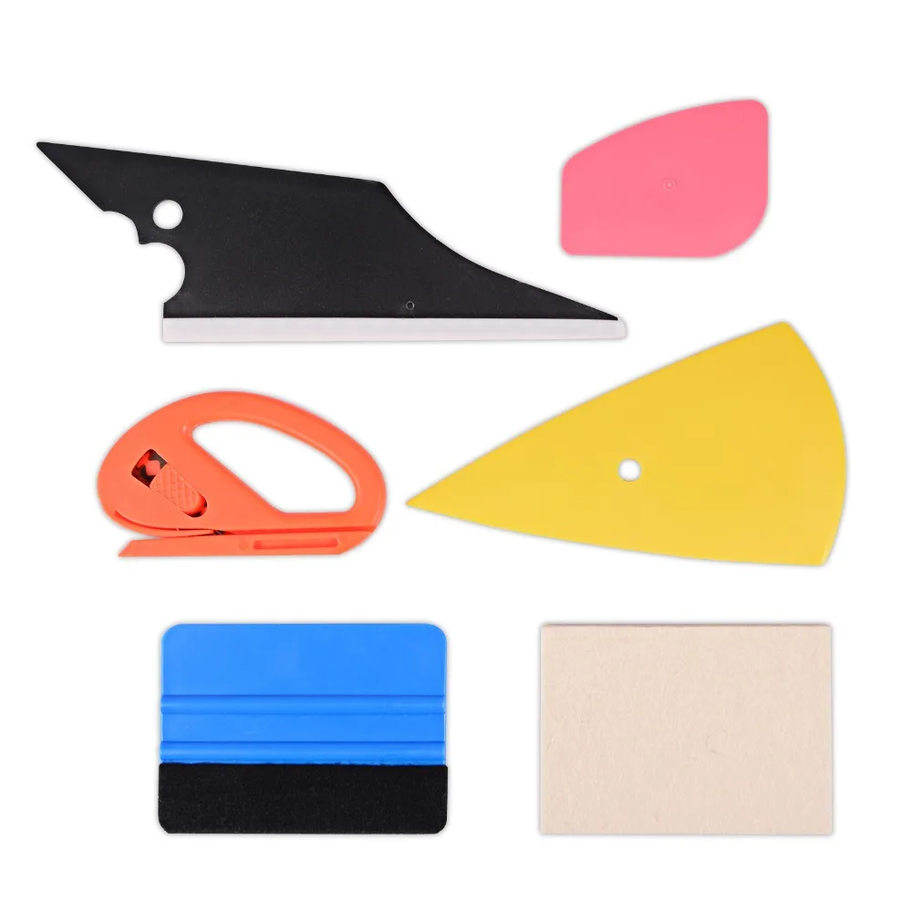 EHDIS 6pcs Vinyl Car Wrap Sticker Decal Tools Kit Carbon Vinyl Wool Foil Film Felt Squeegee