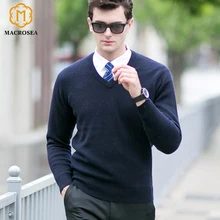 MACROSEA, осень и зима, мужские базовые свитера, классический стиль, Толстый Пуловер с v-образным вырезом,, шерстяной свитер, мужской деловой свитер 8066