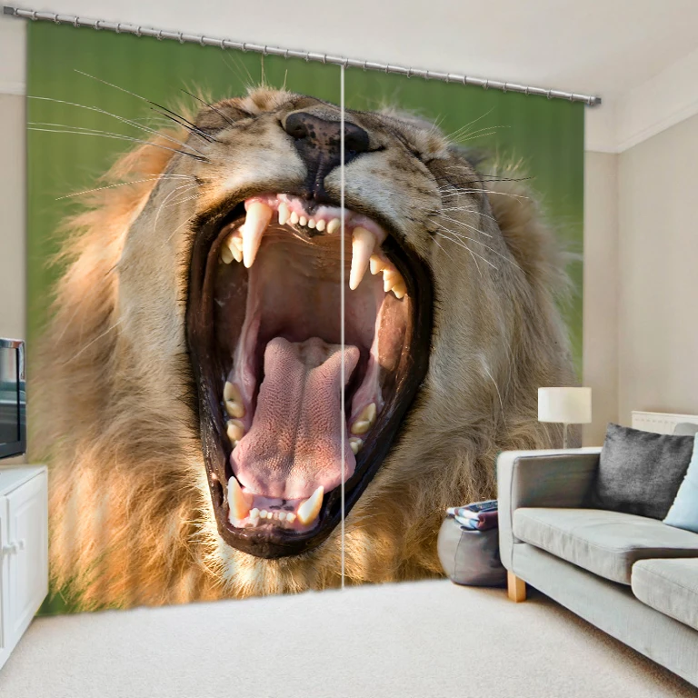 

Ferocious Lion's Head Mouth photo curtains finished shading personality