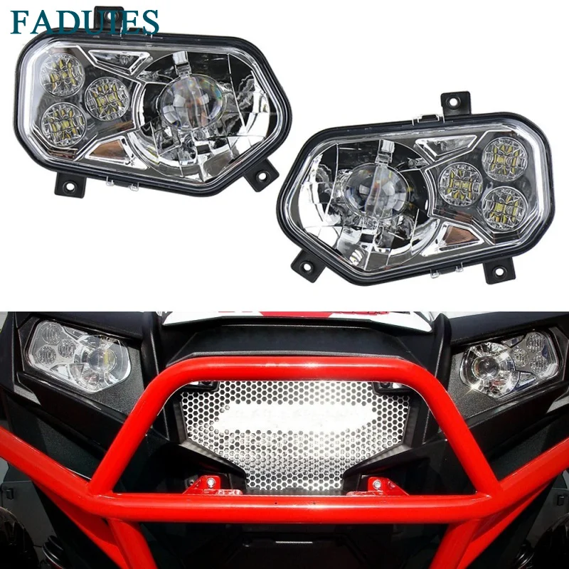 FAUDIES 2psc Хромированный Светодиодный комплект фар для Polaris RZR XP 900 2011 2014 & 800 2007