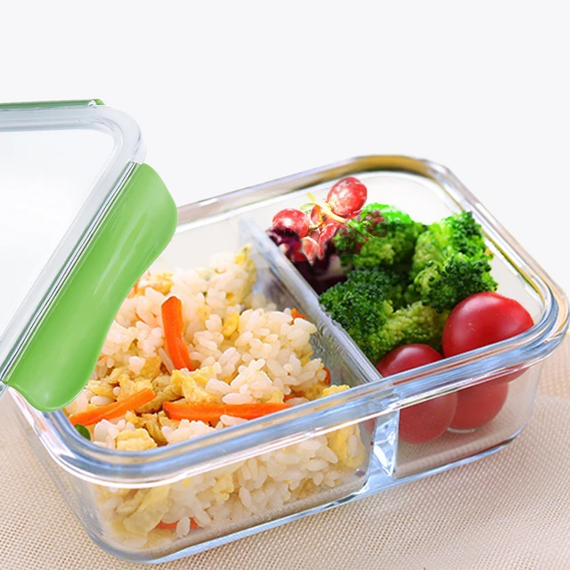 high quality glass lunch box food container with compartments