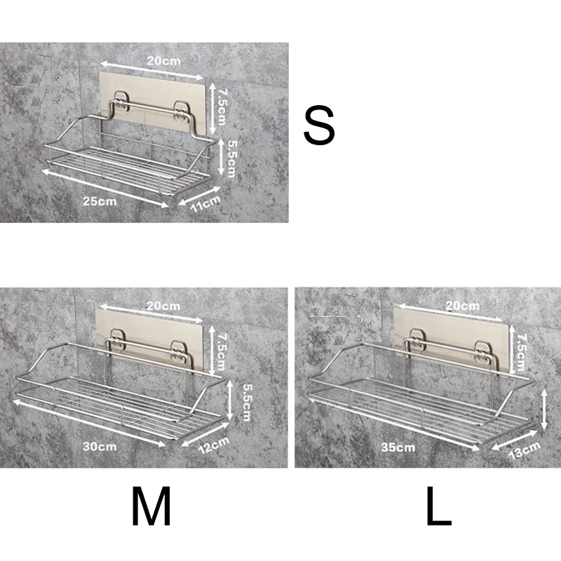 حمام من الفولاذ المقاوم للصدأ رف مطبخ تخزين لاصق سلة لكمة شحن LXY9 OC15
