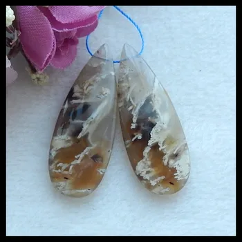 

Natural Gemstone Moss Agate Fashion women earring beads,Semiprecious stone ,Jewelry,42x16x5mm,10.2g