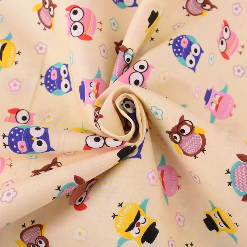 

DwaIngY Owl series Printed Twill Cotton Fabric For Sewing DIY Quilting Baby Children's Sheet Pillow Material 50*160cm