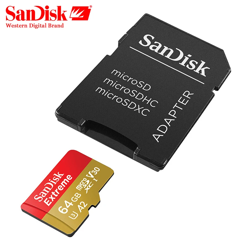 SanDisk MicroSD карта A2Read скорость 160 м/с памяти Экстремальный Micro SD UHS I TF U3 V30 64 Гб