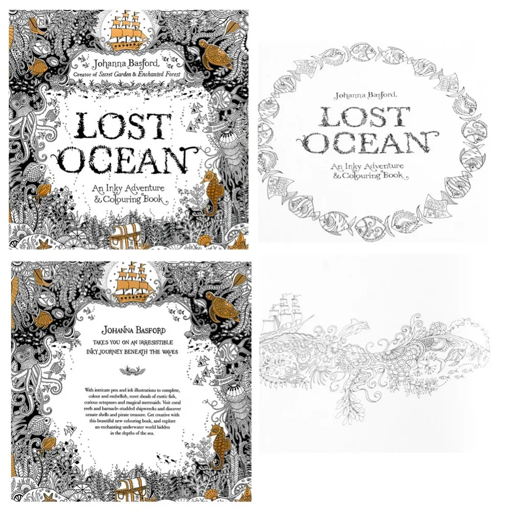 «Lost ocean» Рисование книжка-раскраска книги для граффити для взрослых Живопись Дети Новый