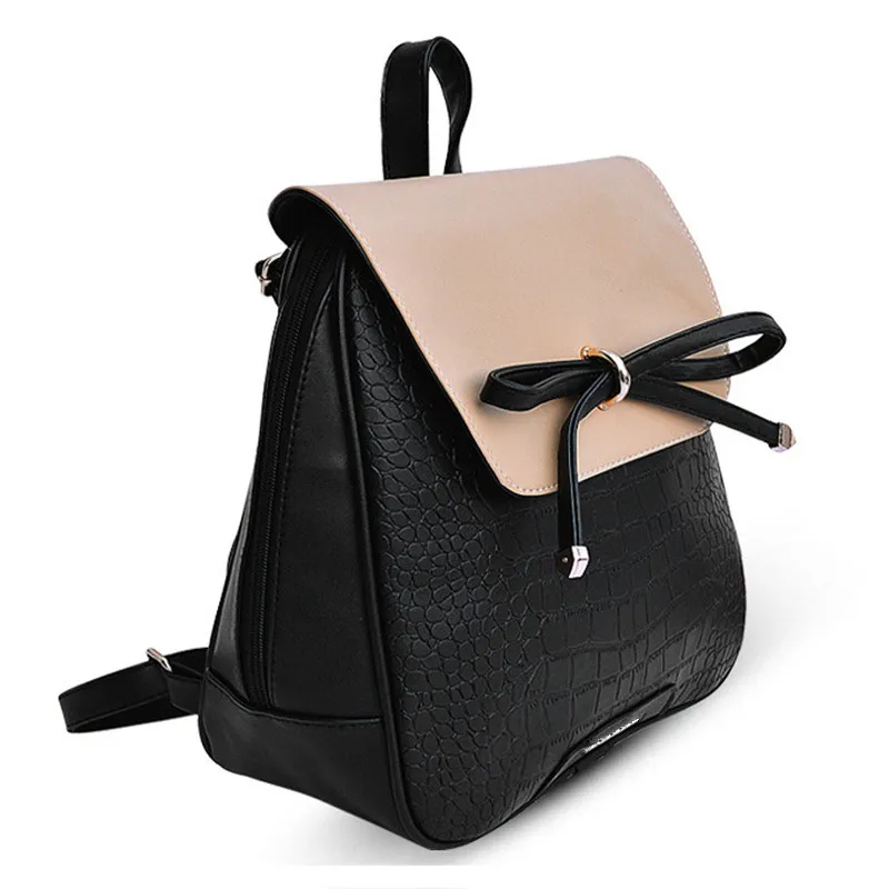 Pu leather bow crocodile pattern Backpacks