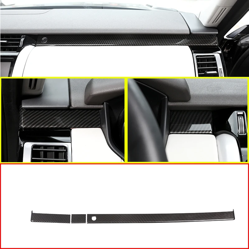 

3PCS Carbon fiber Style ABS Plastic Co-pilot Decorate Strips Trim For Land Rover Discovery 5 LR5 2017 2018 L462 Auto Accessories