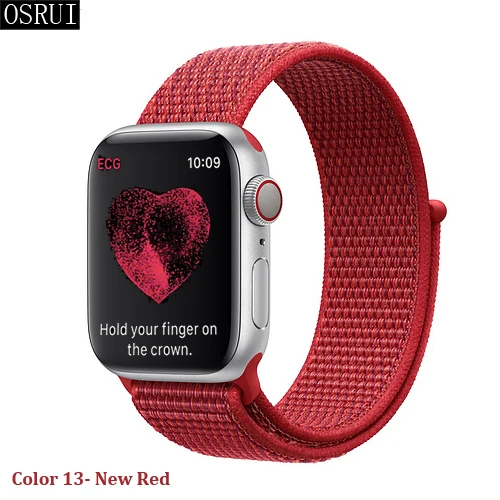 Ремешок для Apple Watch 42 мм 38 мм 5 4 3 correa iwatch 44 мм 40 мм спортивный браслет-петля Apple watch 5 4 аксессуары 5/3/2 - Цвет ремешка: 13- New Red