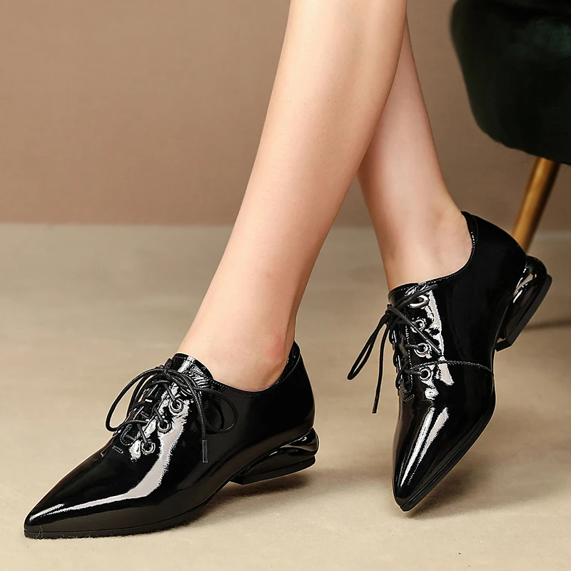 Plus size 34-42 women's genuine leather lace-up flats oxfords leisure soft comfortable espadrilles casual british style shoes