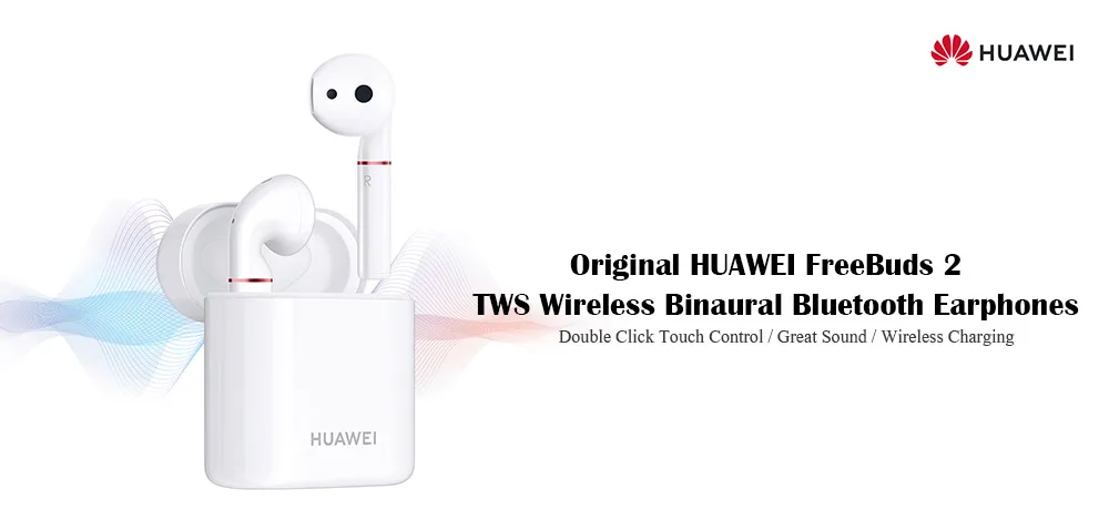 Оригинальные беспроводные наушники HUAWEI FreeBuds 2 TWS, Bluetooth 5,0, аудио, водонепроницаемые, IP54, управление нажатием, Беспроводная зарядка