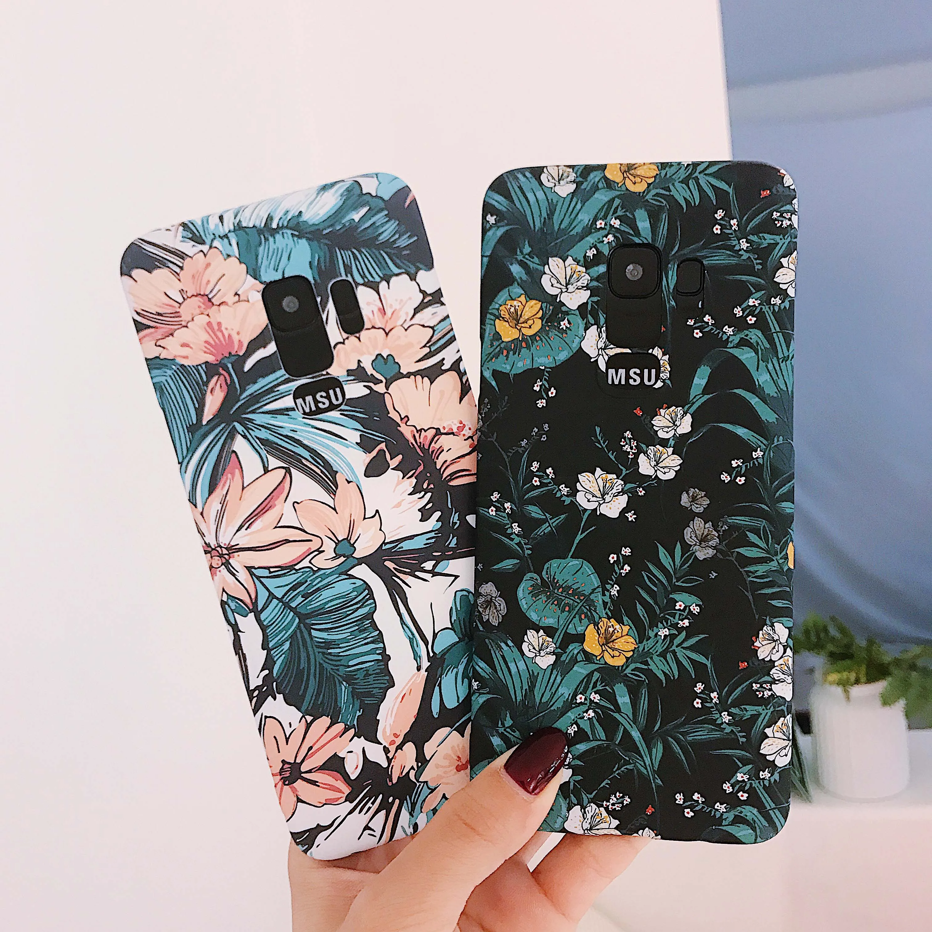 Для samsung Galaxy S9 S9Plus Футляр Мода тиснением Цветы Узор матовая защитный чехол для s9