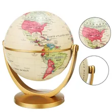 Decoración del mapa del mundo de globo de edición en inglés, globo de tierra con Base dorada, Pedestal Vintage, decoración de habitación, hogar, oficina