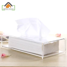 2016 Acryl Raum Elegant Königlichen Hause Rechteck Geformt Gewebe Fall Aufbewahrungsbox Behälter Serviette Tissue Box Halter XFL202-3