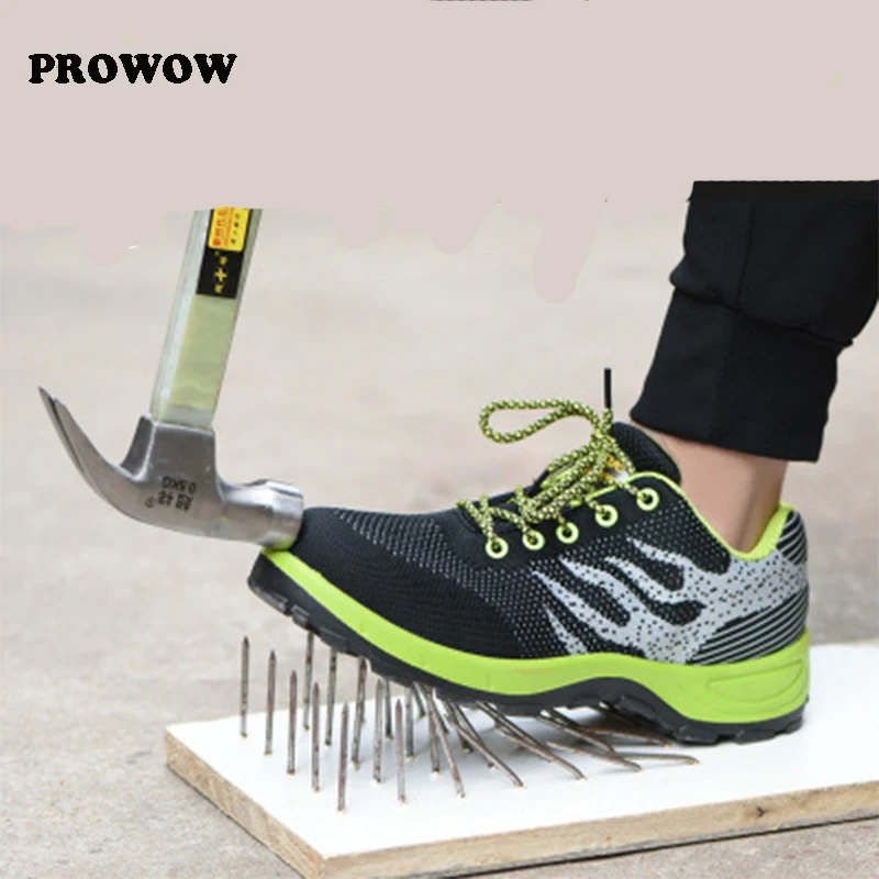 

Prowow Hot indestructible Safety Shoes Mens Steel Toe Covers Working Shoes Breathable Tooling Boots Protect Footwear