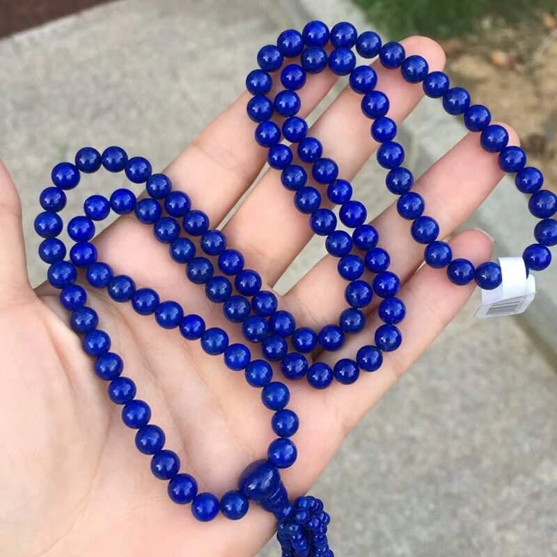 Natural Lapis Lazuli Royal Blue Gemstone 108 Buddha 6mm Round Beads Stretch Necklace Bracelet Woman Man AAAAA (4)