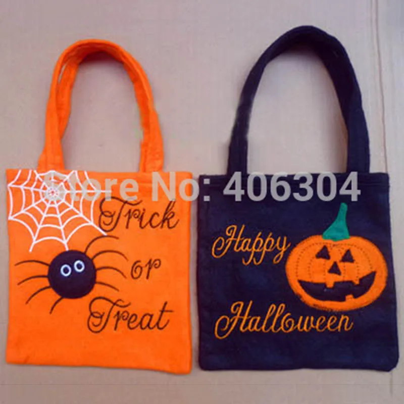 

Free shipping ,20*20cm pumpkin and spider style Children halloween candy gift bag .two colors for your choose