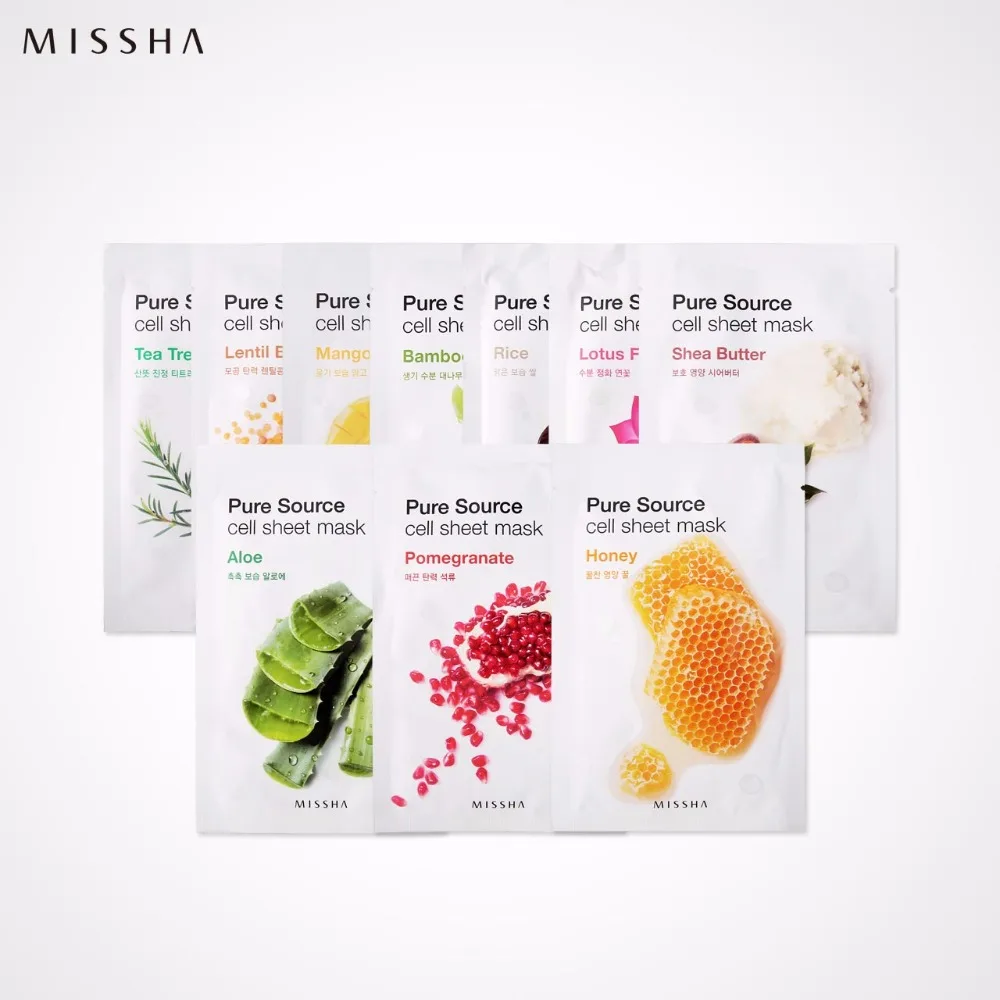 

MISSHA Pure Source Cell Sheet Mask 3 Pcs Facial Mask Anti Wrinkle Anti Aging Facial Mask Face Care Whitening Face Masks