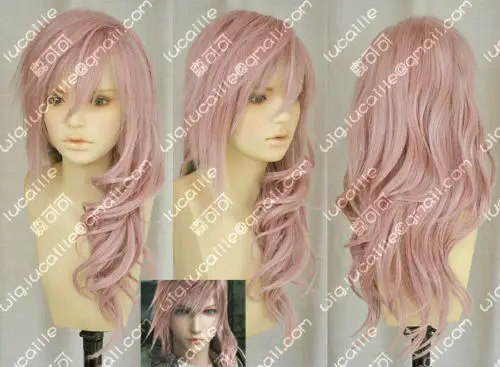 

free shipping New Final Fantasy 13 Lightning serah New Long Mix pink Cosplay Wig Hair