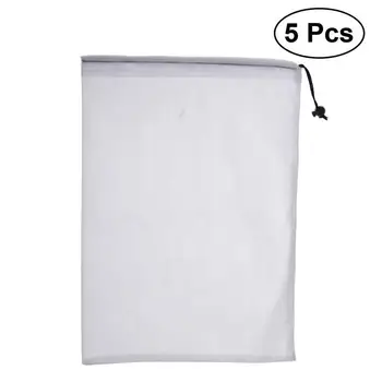 

5pcs Premium Reusable Grocery Bags Eco Friendly Mesh Bags Washing Bags with Drawstring for Fruit and Vegetable (Random Color)