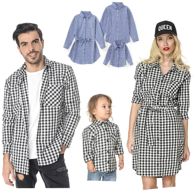 Family Matching Clothes Set Family Matching Clothes Shirt Family Look Clothes Daddy Mommy Daughter Son Plaid Shirt Baby Kid Tops