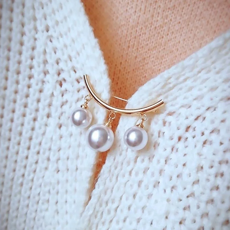 

Fashion Sweater Valentines Gift 1 Pc Imitation Pearl Brooch Cardigan Anti Wearing Pins Enamel Pin Fixed Straps Anti Slip Jewelry