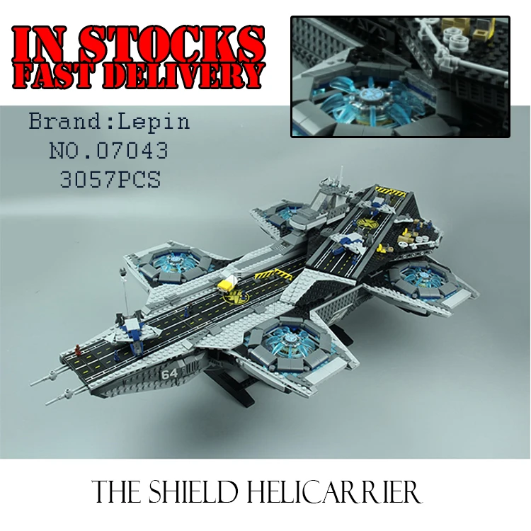 

LEPIN 07043 3057pcs New Super Heroes The SHIELD Helicarrier Model Educational Building Kits Blocks Bricks Toys brinquedos 76042