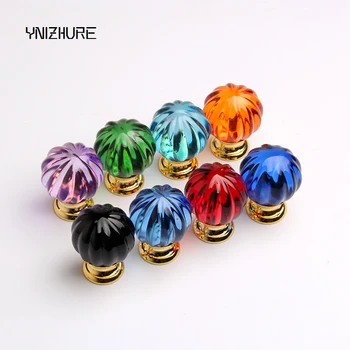 1 Pcs 30mm Puxadores Pumpkin Ball Shape Crystal Glass Drawer Cabinet Knobs And Pull Handles Kitchen Door Wardrobe Hardware