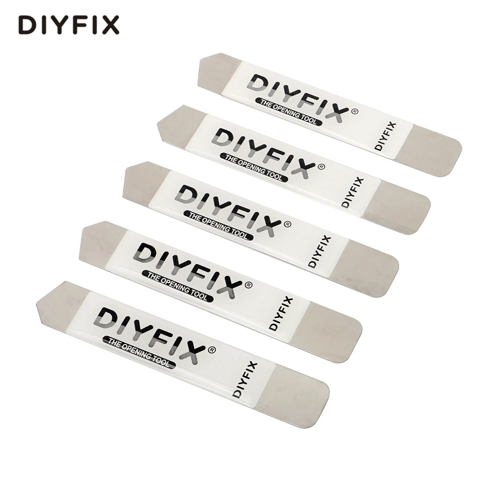 DIYFIX 5Pcs Stainless Steel Blade Soft Thin Pry Spudger Phone Tablet Screen Battery Opening Tools for iPhone iPad Samsung Opener