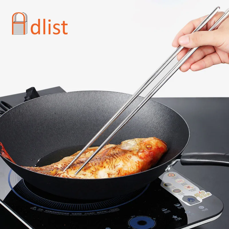 

36cm 14" Extra Long Cooking Chopsticks Stainless steel Chopstick Food Reusable Non-slip Noodles Restaurant Kitchen Chinese Stick