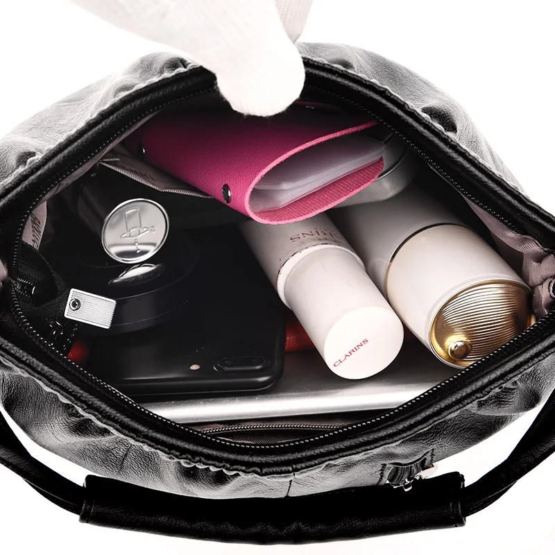 Кожаная сумка-мешок для женщин, одноцветная сумка через плечо, Сумка с основной верхней ручкой, женская сумка, женские сумки-мессенджеры, винтажные