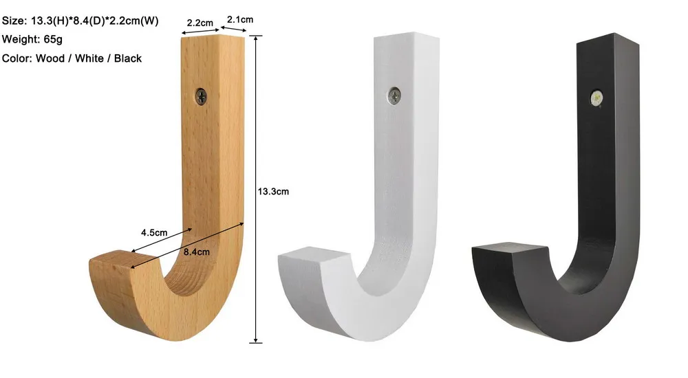3 шт. современные настоящие твердые деревянные специальные J дизайн домашние декоративные вешалки декорационные крючки, креативный крючок, специальная буква J дизайн