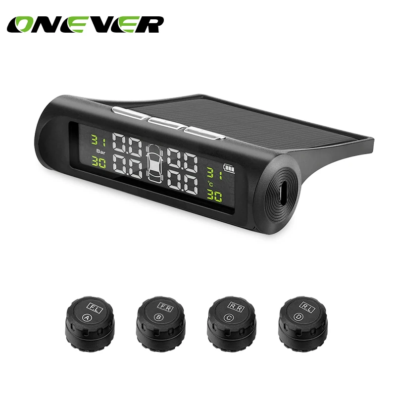 

TPMS Car Tire Pressure Monitoring System Solar Energy LCD Display 4 External Sensor Auto Alarm System Car electronics