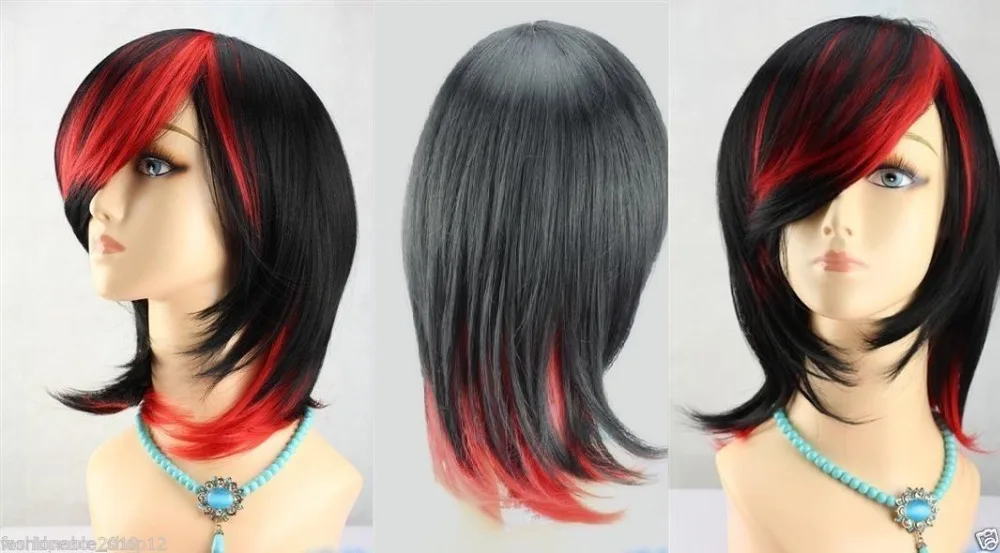 

RH0228 fast shipping black and red mix short straight Cosplay wig  (D Special discount 35%)