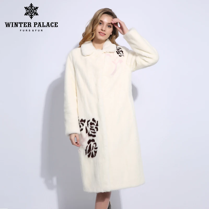 Roses Pur Manteau Revers De Fourrure Populaire Manteaux Blanc White Vison Illustration Naturel 3d Importation Femmes And0Sq