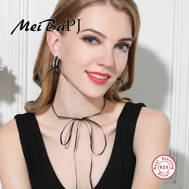 

[MeiBaPJ]The big European and American S925 Silver Inlaid Micro Torques Set Fashion Earrings & Necklace Jewelry Sets