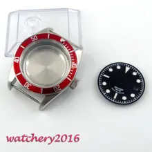 41 мм сапфировое стекло красный ободок световой fit 8205 8215 821A 2836 Движение высокое качество корпус часов+ циферблат