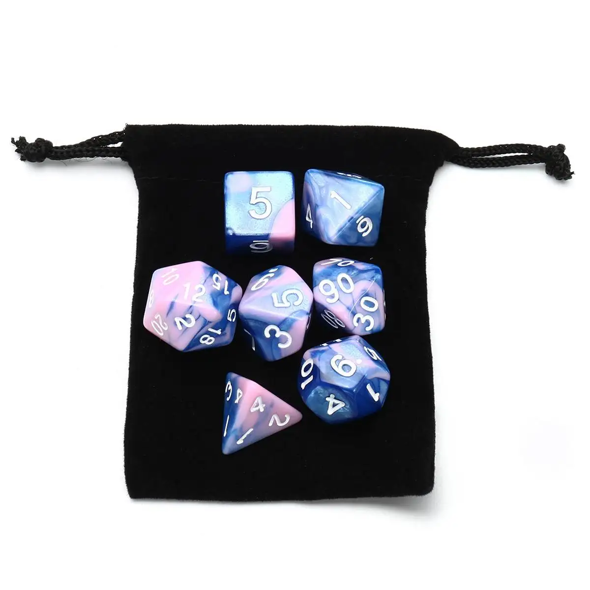 7Pcs/Set Acrylic Pink Polyhedral Dice For DND RPG MTG Role Playing Game With Black Colth Bag Entertainment Number Dices Fun New