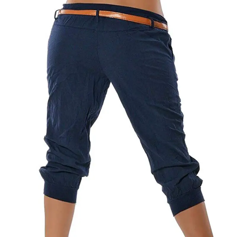 Capri Pants Women Fashion Streetwear Casual Solid 34 Harem Pants Low Waist Slim Black Pencil Pants Clothes Plus Size S-5Xl (8)