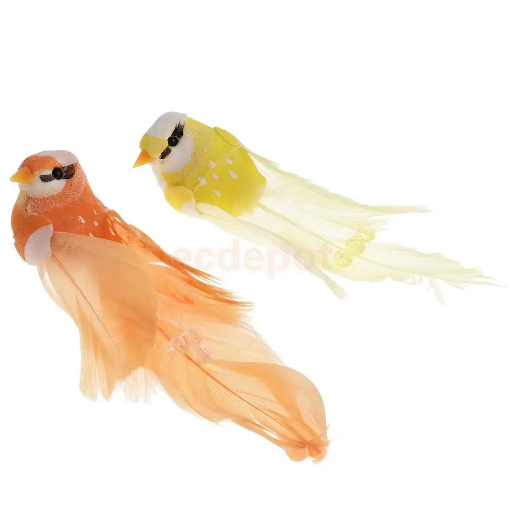 2pcs Artificial Birds Feather Foam Simulation Birds Home Decor