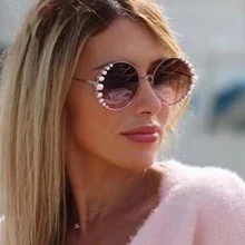 KEDI венецианские круглые градиентные солнцезащитные очки с жемчугом женские Брендовые очки