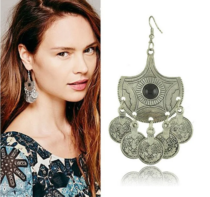 Винтажные этнический племен Jhumka Jhumki резные Мексика Цыганская Индия традиция