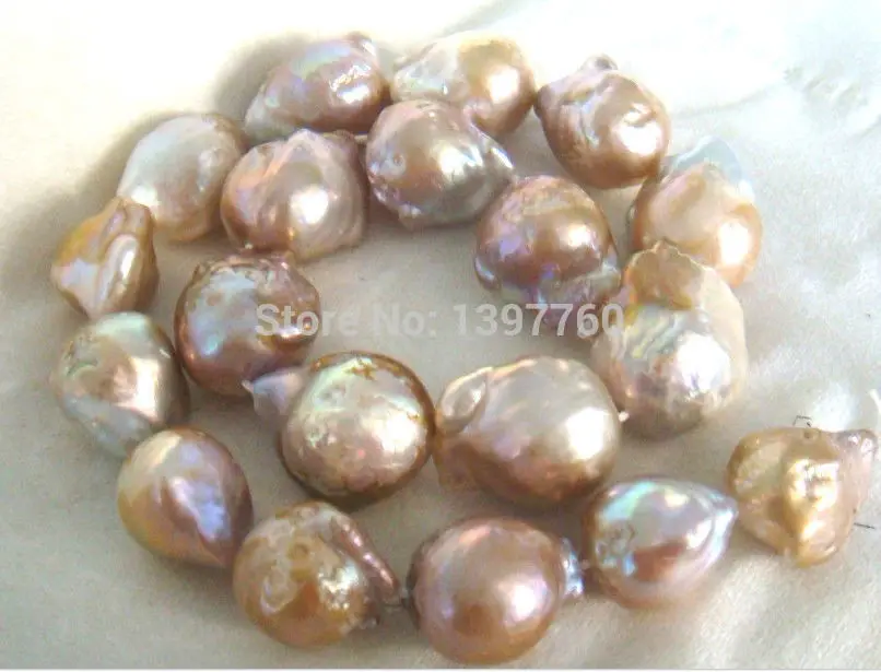 

Miss charm Jew.286 HUGE 18"13-16MM NATURAL SOUTH SEA GENUINE GOLD PINK LAVENDER PEARL NECKLACE (A0511)