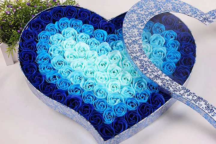 New Arrive 100Pcs Scented Paper Rose Bath Soap Set Creative Wedding Gift Hearted Shape Rose Flowers Gift Box For Valentine's Day