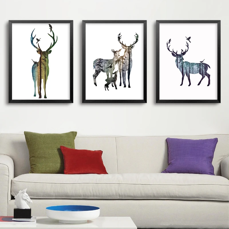 Nordic Animals Deer Canvas Paintings Abstract Animal Posters Oil Print Art Wall Pictures Home Decor Unframed Drop Shipping | Дом и сад