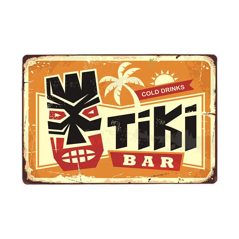 Винтажный постер времени серфинга летняя жестяная вывеска Tiki Bar старые ржавые