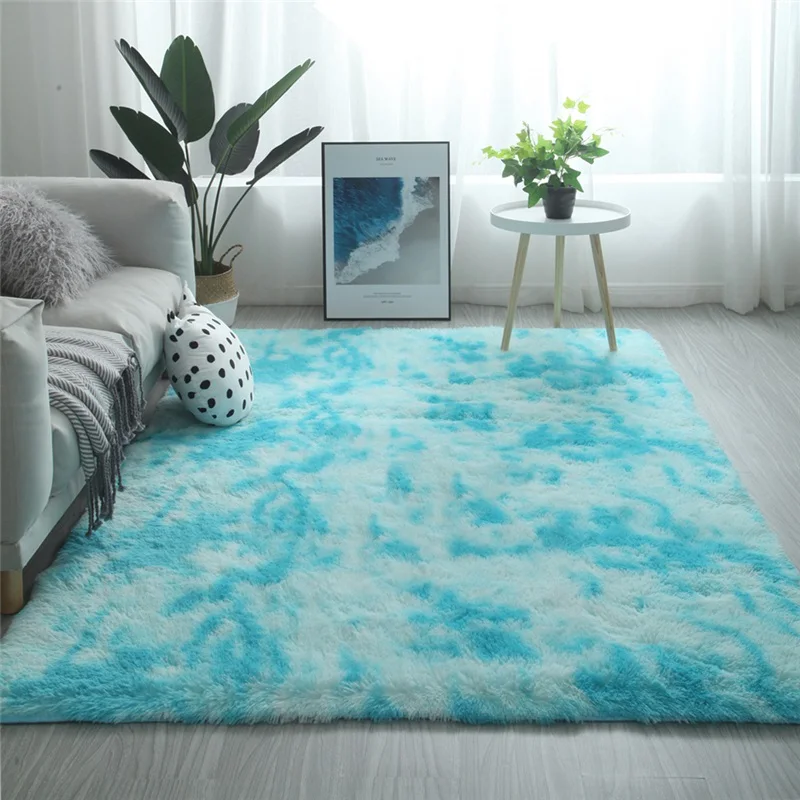 

Nordic tie-dye carpet living room coffee table bedroom bedside mat thickness 4 cm floor rug washable easy care carpet