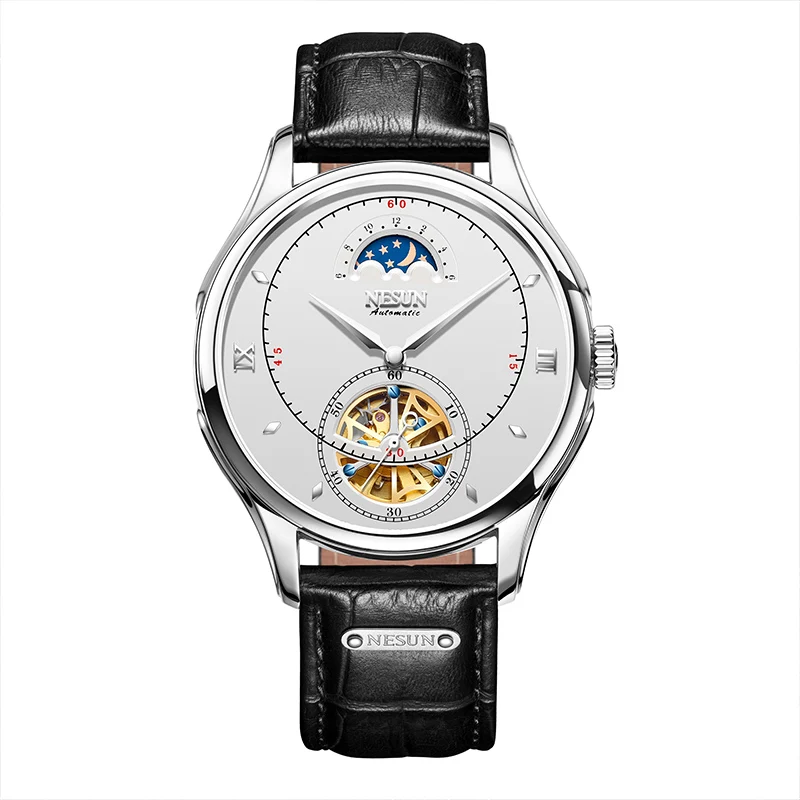 Мужские автоматические механические часы Nesun Tourbillion роскошные брендовые